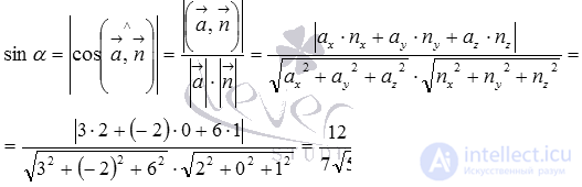   Angle between a straight line and a plane - definition, examples of finding. 
