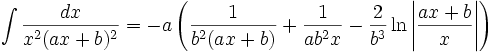   Integral table, integral of a rational function 