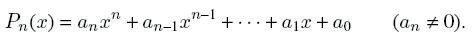   Algebraic equation of the nth degree of the general form 