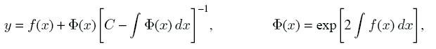   Riccati equation of special type, case 15 y = y2 - f2 (x) + f (x). 