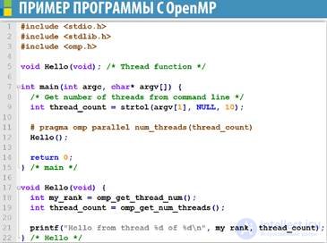   Shared memory systems using OpenMP as an example 
