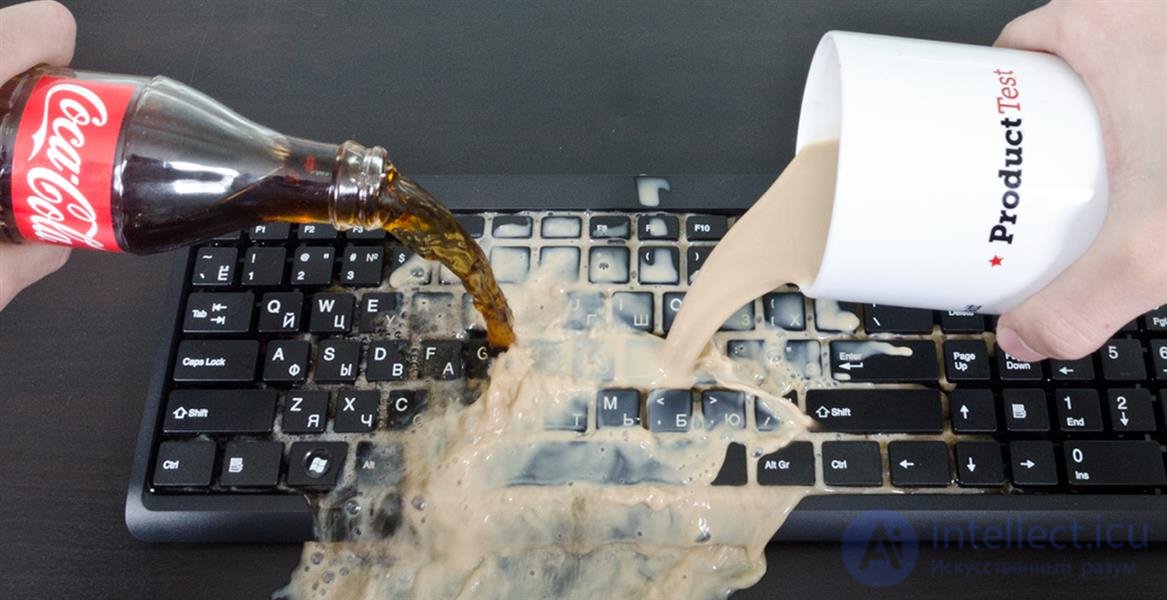 Repair laptop filled with water, tea, coffee, carbonated drinks