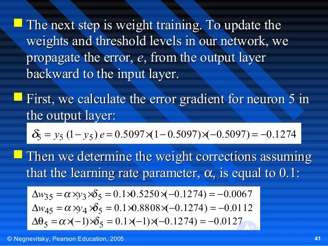   Calculations on artificial neural networks 