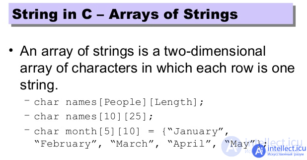 array of strings in c